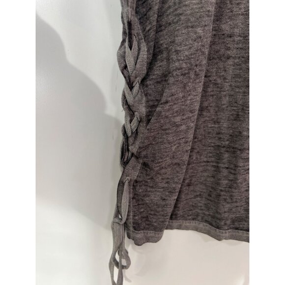 SO American Heritage Hoodie Perfect Tee Women Small 3/4 Sleeve Charcoal Gray NEW - Picture 3 of 9